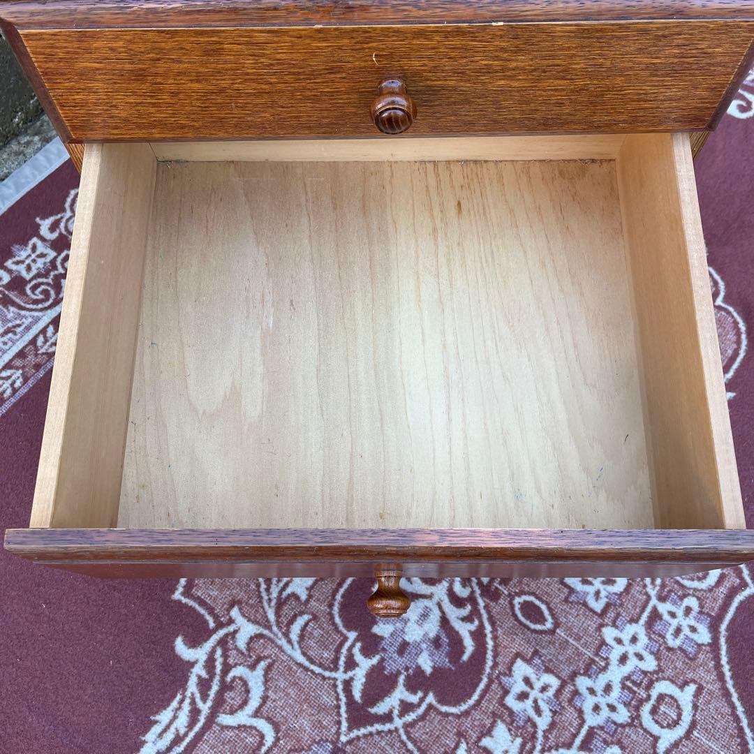 古家具ビンテージ品◾️オーク材突板 引き出し5杯 整理棚 収納棚 木製キャビネット