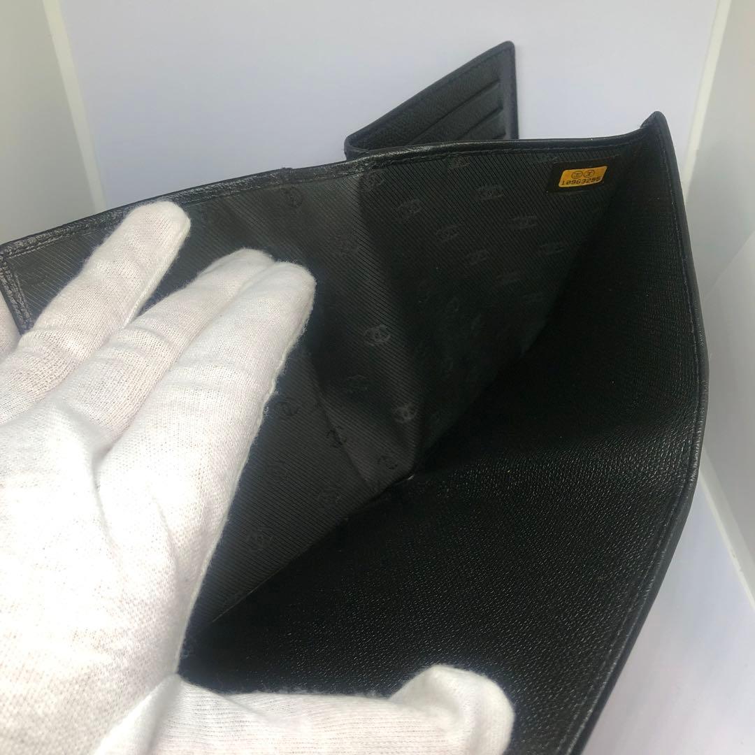【早い者勝ち】CHANEL シャネル　三つ折り財布　ブラック　レザー　ココボタン