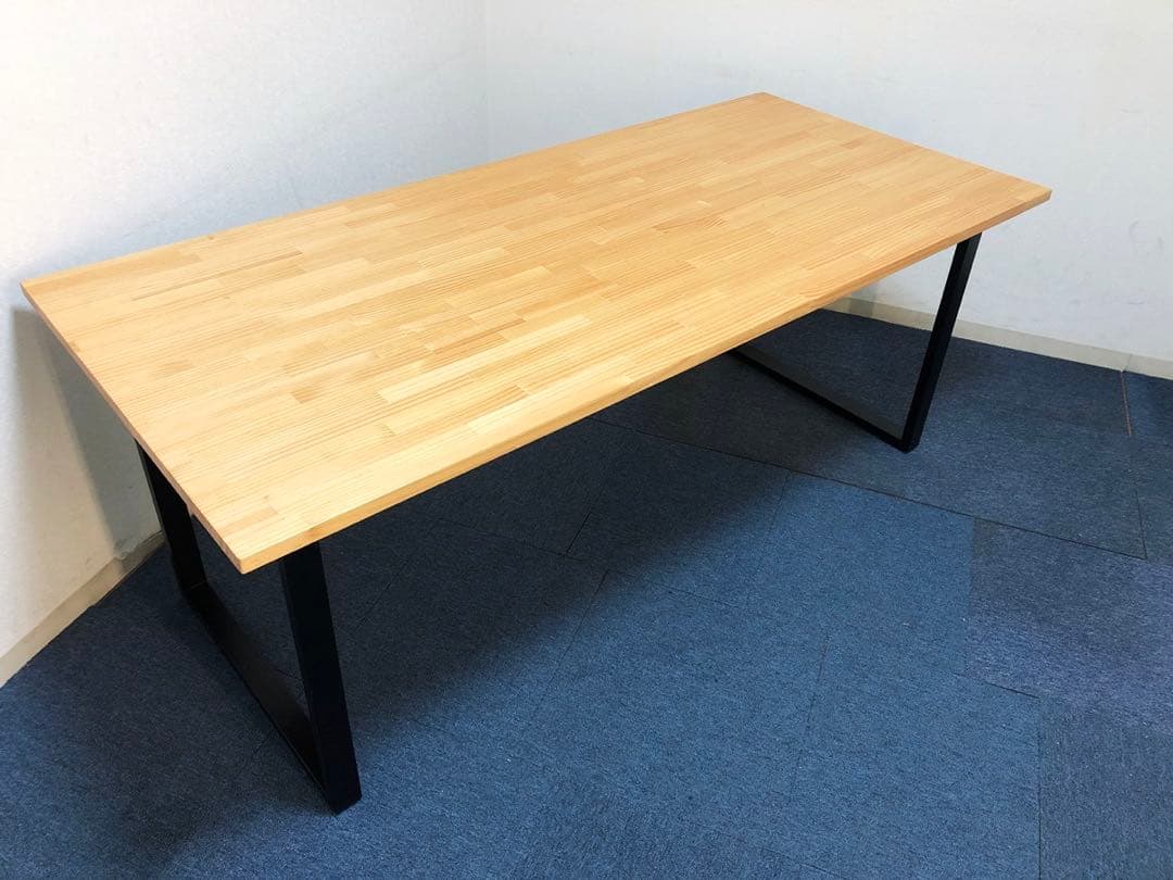 北欧カントリー風ダイニングテーブル 天然木パイン集成材 アイアン脚部仕様