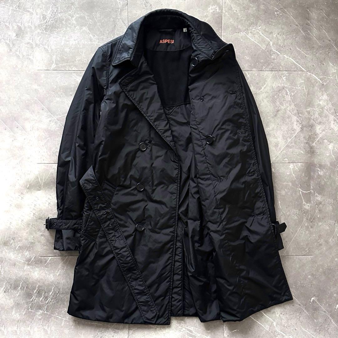 ASPESI THERMORE 中綿 ナイロン トレンチコート サイズS 黒