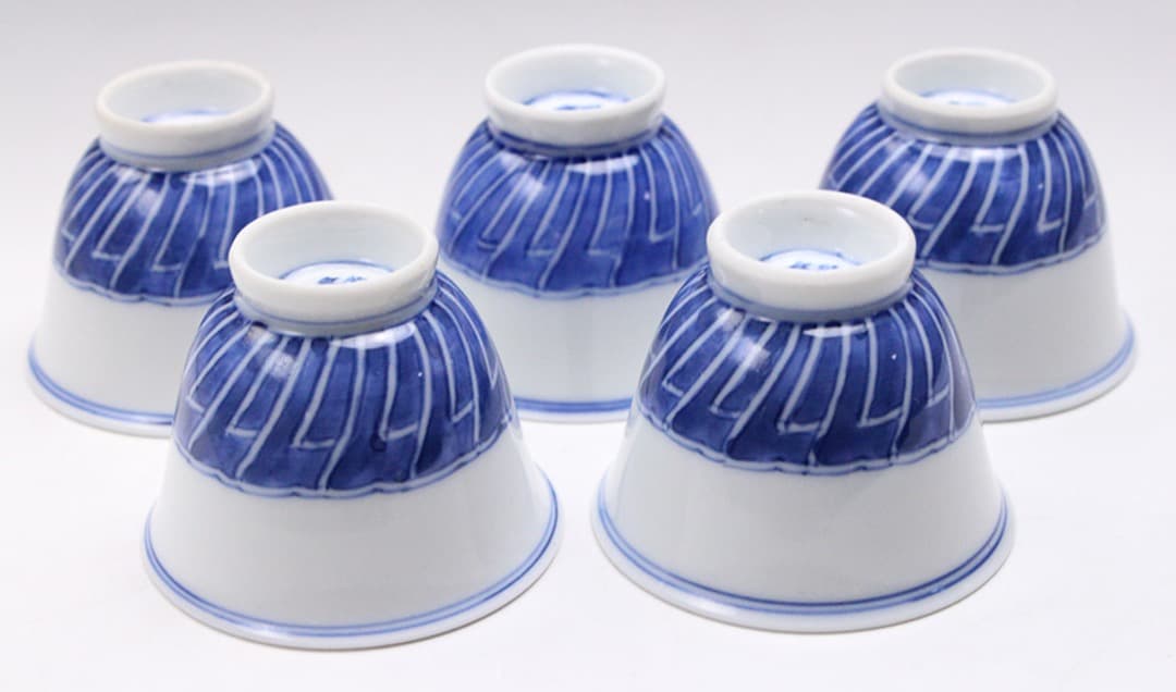 成化年製の華奢な煎茶碗！成化年製銘 青華染付碗  5客 煎茶道具 唐物