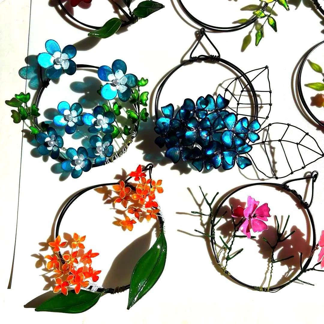 ミニリース12点セット　ワイヤークラフト　ディップアート　壁飾り　インテリア