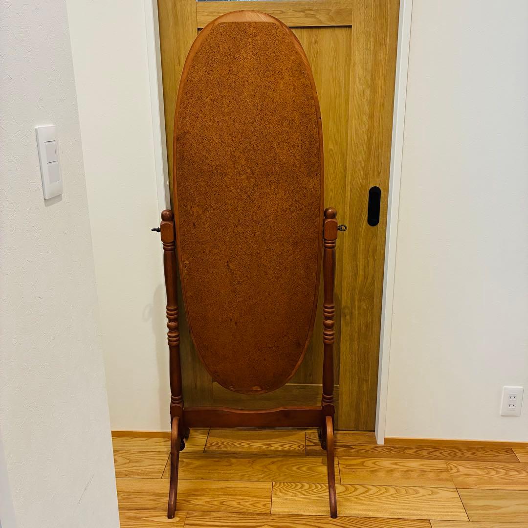 【送料込み】全身 木製　スタンド　ミラー 脚付き 姿見　レトロ　調節　鏡　ウッド