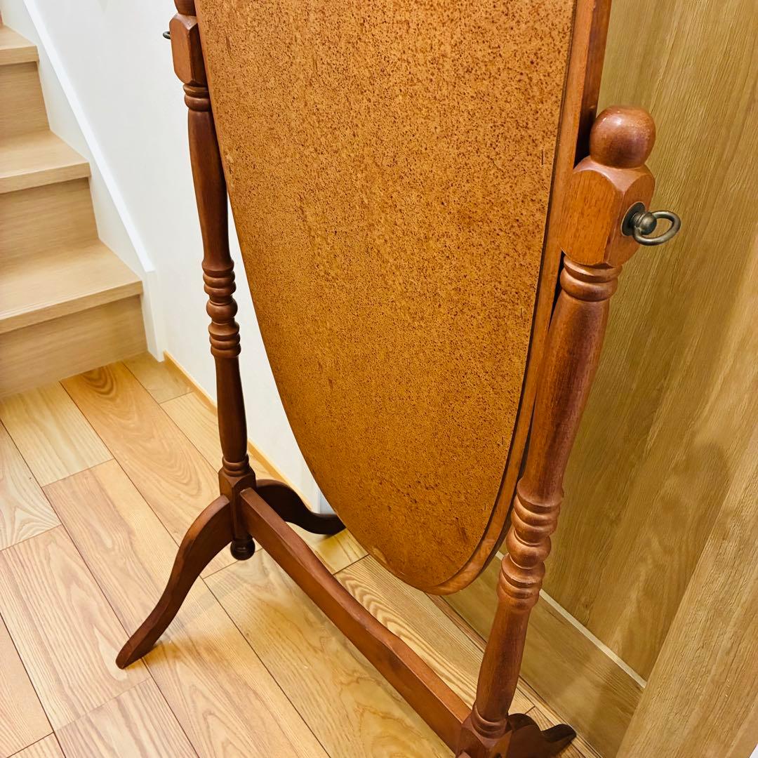 【送料込み】全身 木製　スタンド　ミラー 脚付き 姿見　レトロ　調節　鏡　ウッド