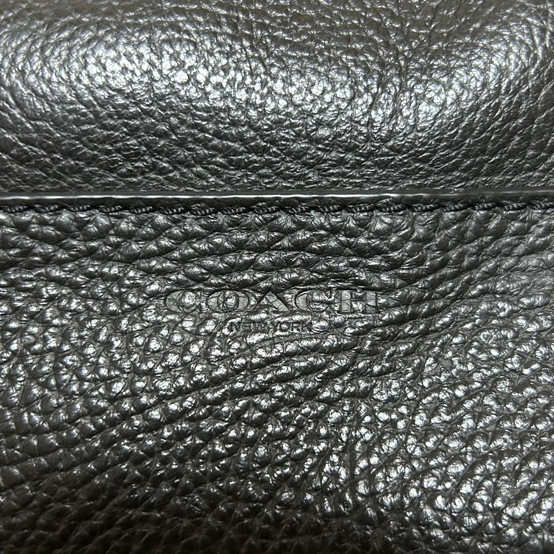 COACH コーチ メンズ シボ革 黒 レザートートバッグ