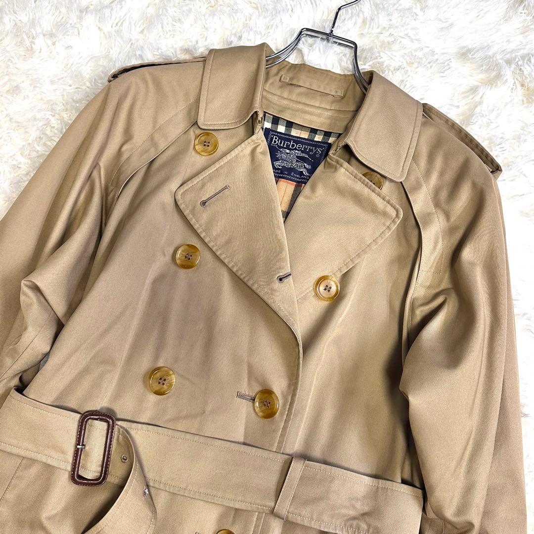 美品 バーバリー 英国製 トレンチコート ハニーベージュ ノバチェック ベルト付
