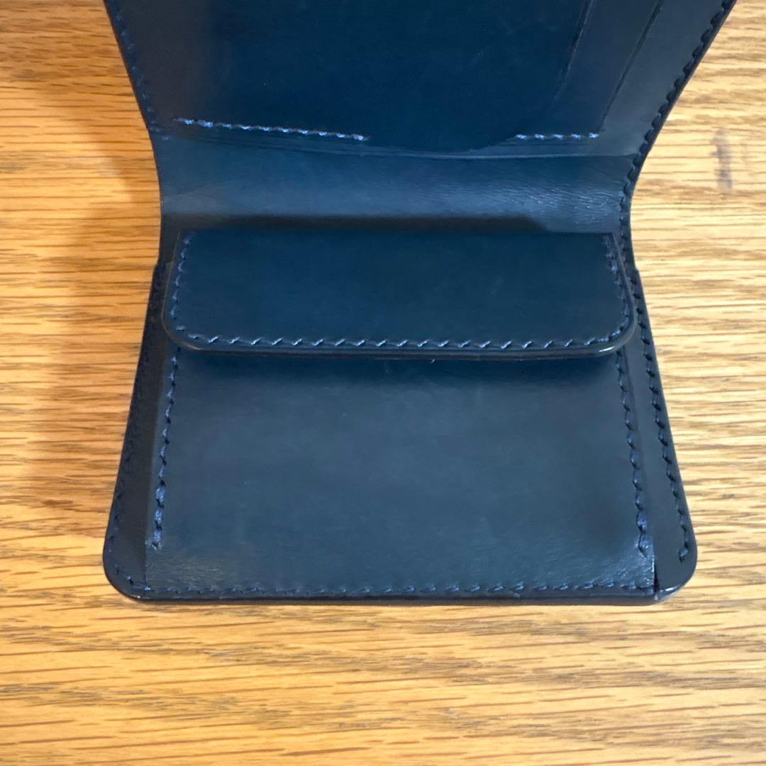 最終値下げ　コードバン　折り財布　ネイビー