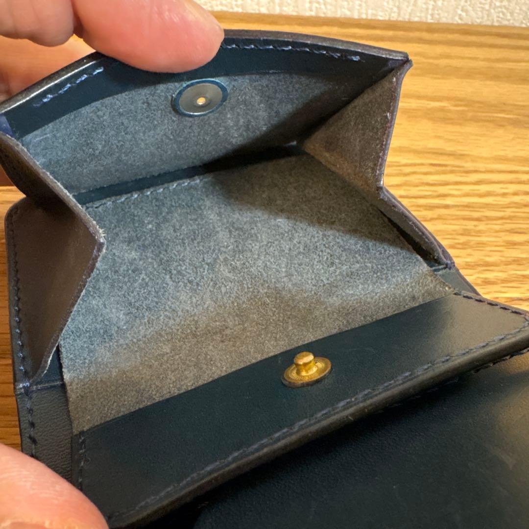 最終値下げ　コードバン　折り財布　ネイビー
