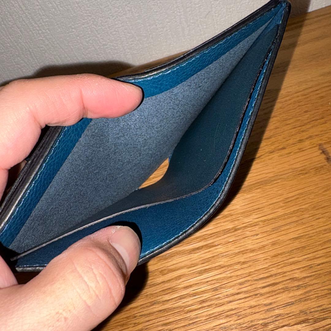 最終値下げ　コードバン　折り財布　ネイビー