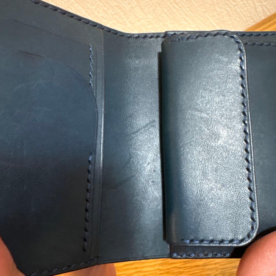 最終値下げ　コードバン　折り財布　ネイビー
