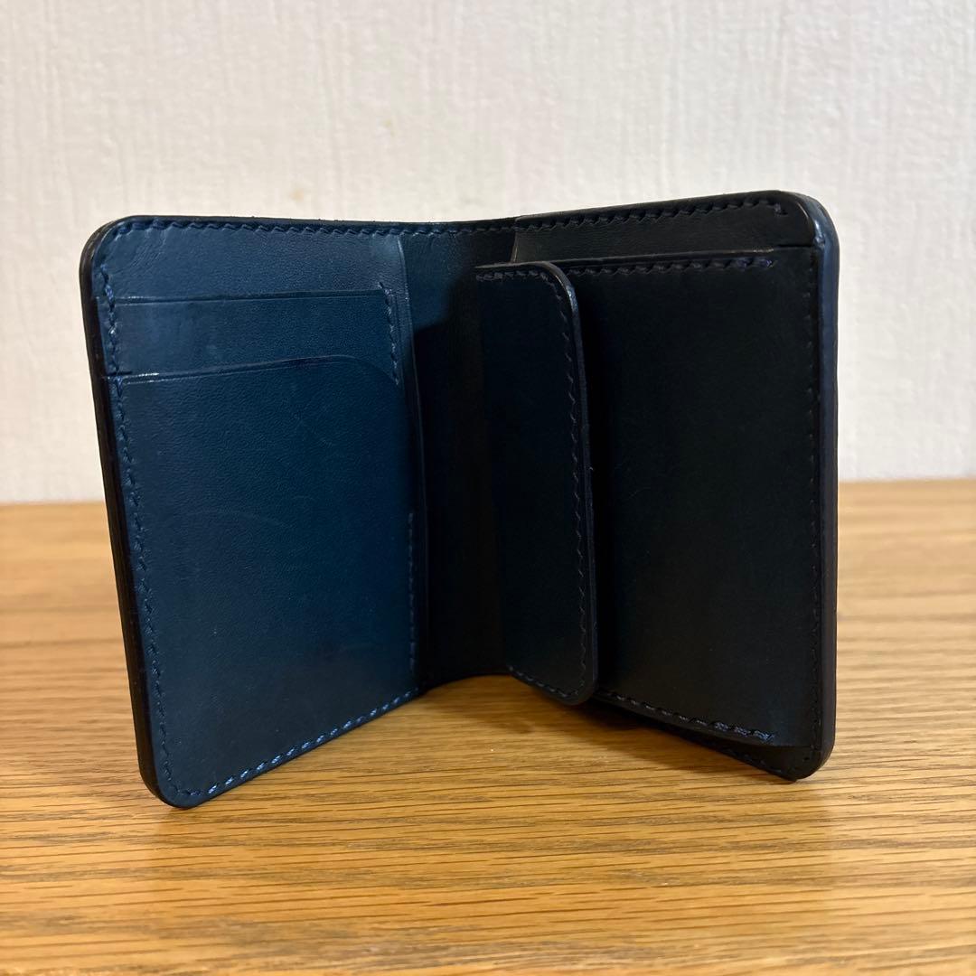 最終値下げ　コードバン　折り財布　ネイビー