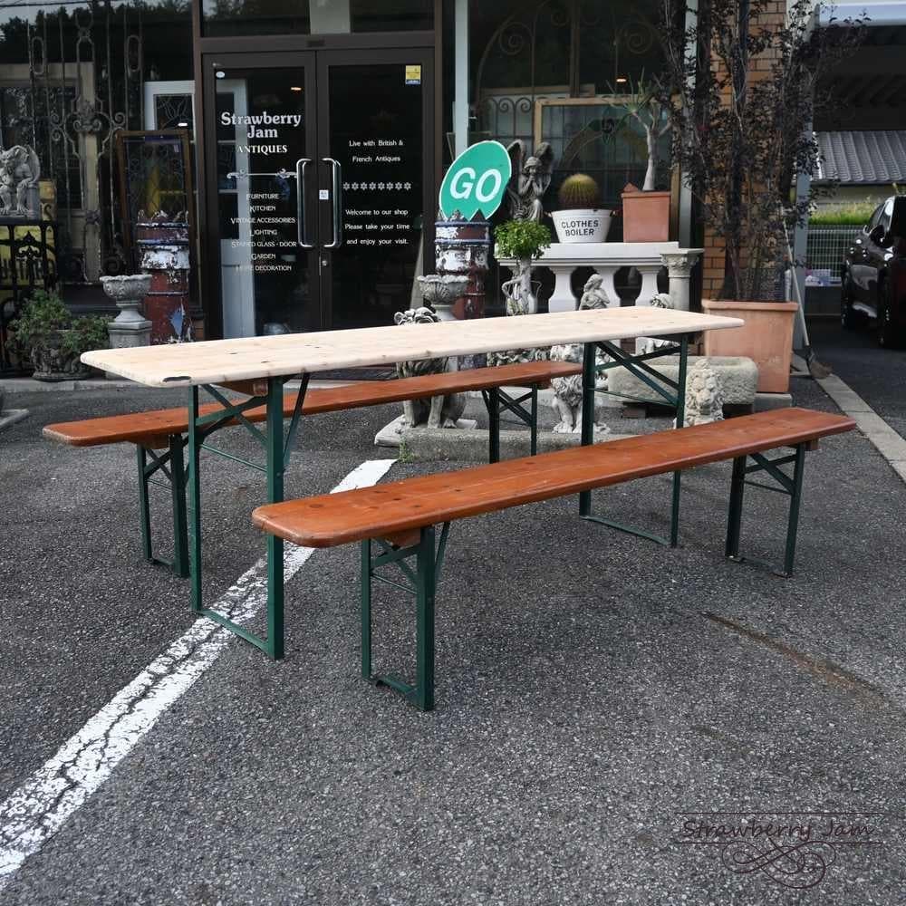 L3705-233 英国アンティーク ビアテーブル 作業台 テーブルセット