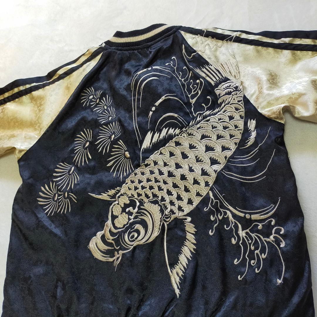 QqCcaan　龍刺繍　М　リバーシブル　スカジャン　鯉　ドラゴン　サテン