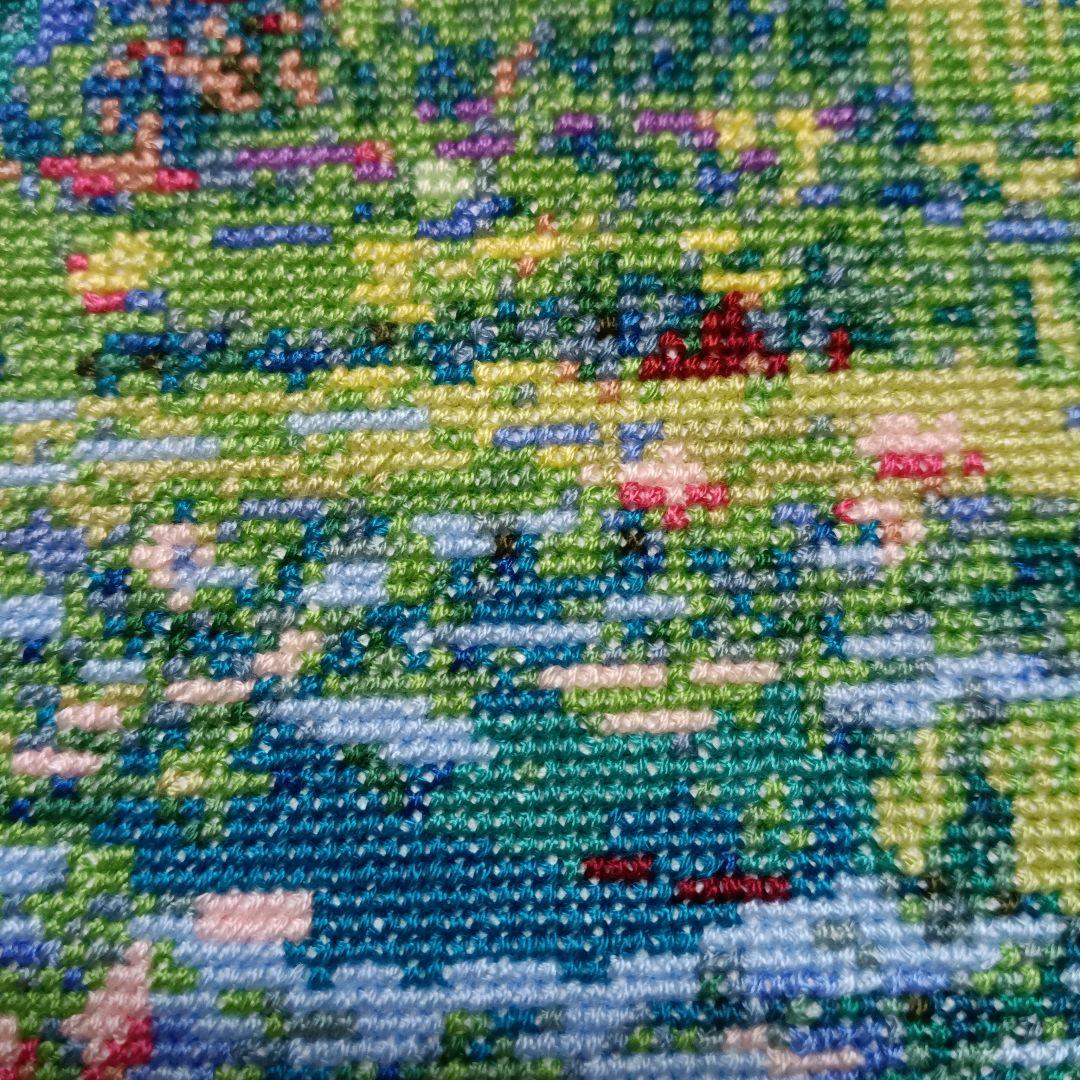 モネ 睡蓮の池 カウントクロスステッチ 完成品