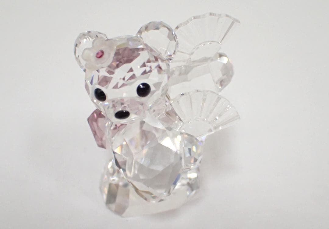 4/未使用品 スワロフスキー クリスベア クミコ 扇子 着物 日本舞踊 置物