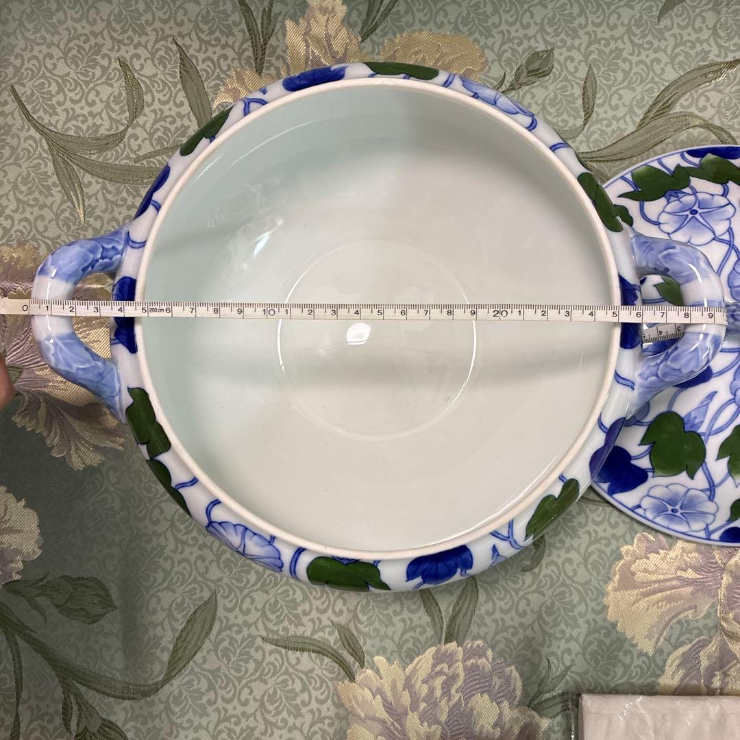 お値下げ中‼️　深川製磁 つる朝顔文 大蓋物 盛器　有田焼き