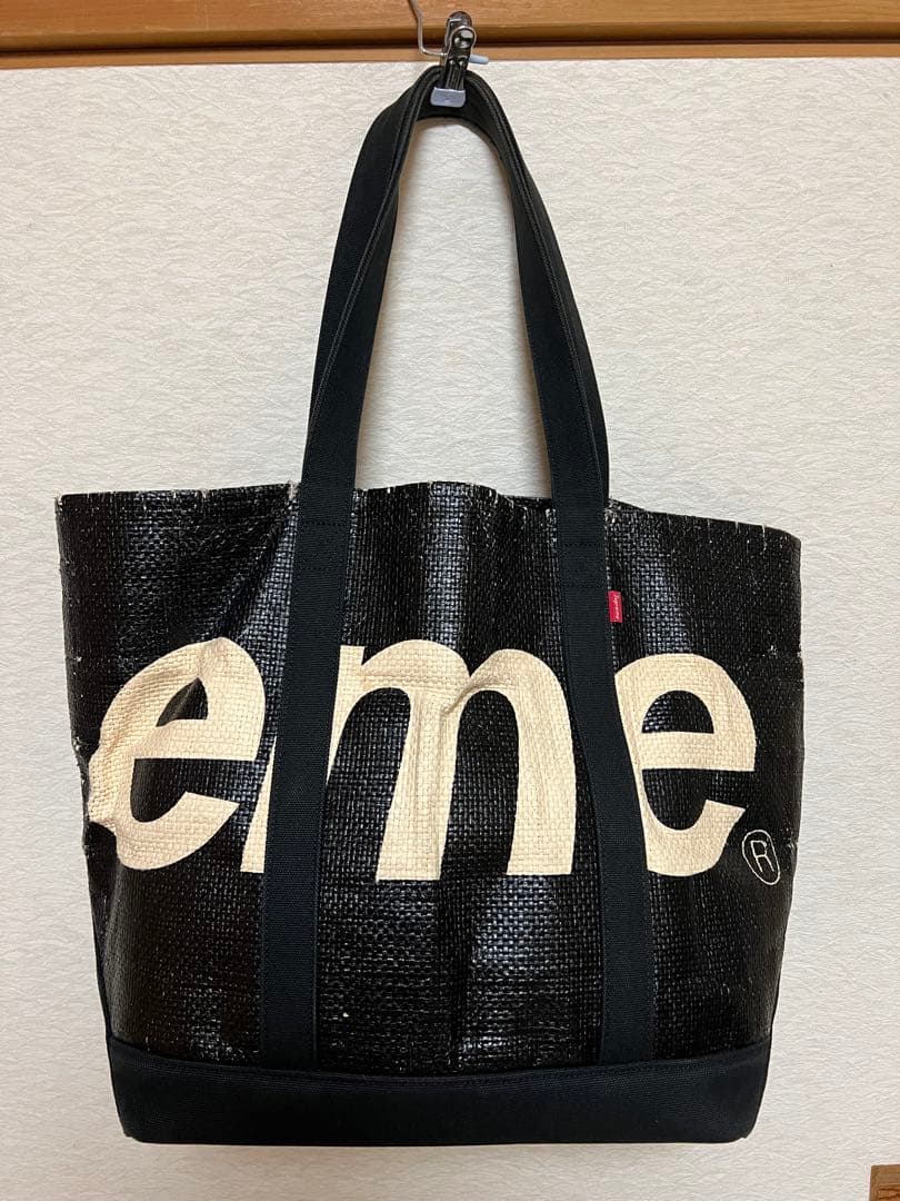 Supreme ロゴトートバッグ ブラック/ベージュ