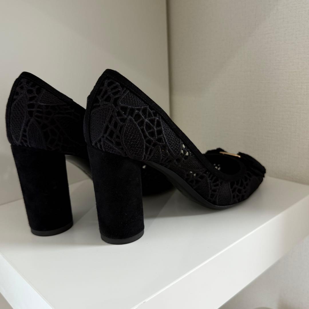 Ferragamo ESTELLE レースヒール 5C 黒