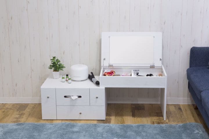 新品　多機能　ドレッサー　伸縮式　ホワイト　コンパクト　ワイド