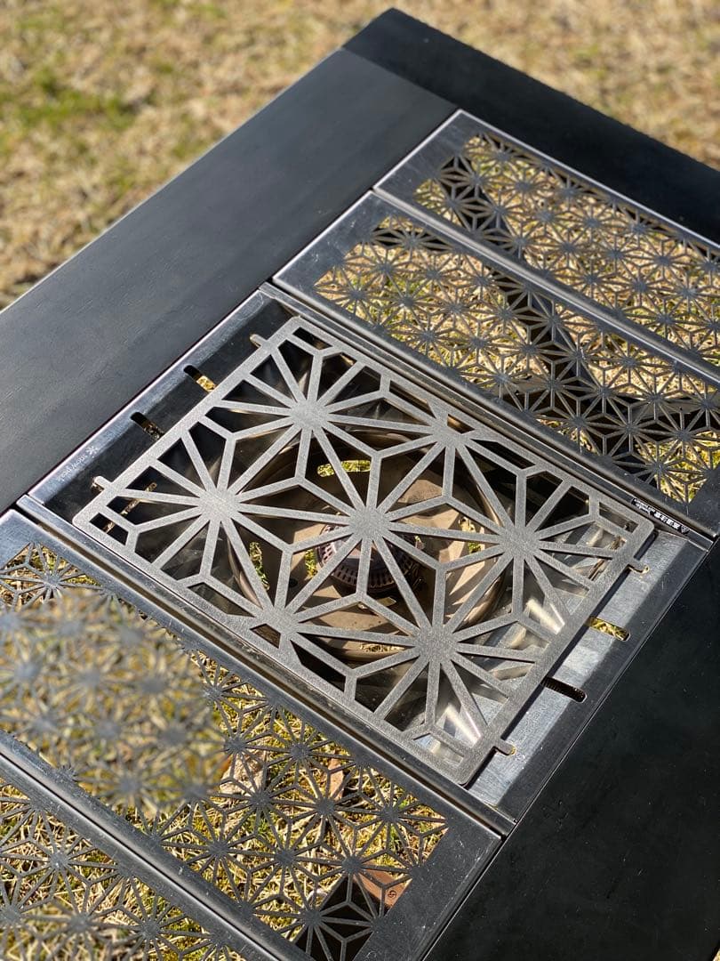 フラットバーナー　五徳・ガス延長プレートセット　ステンレス　オマケ付き