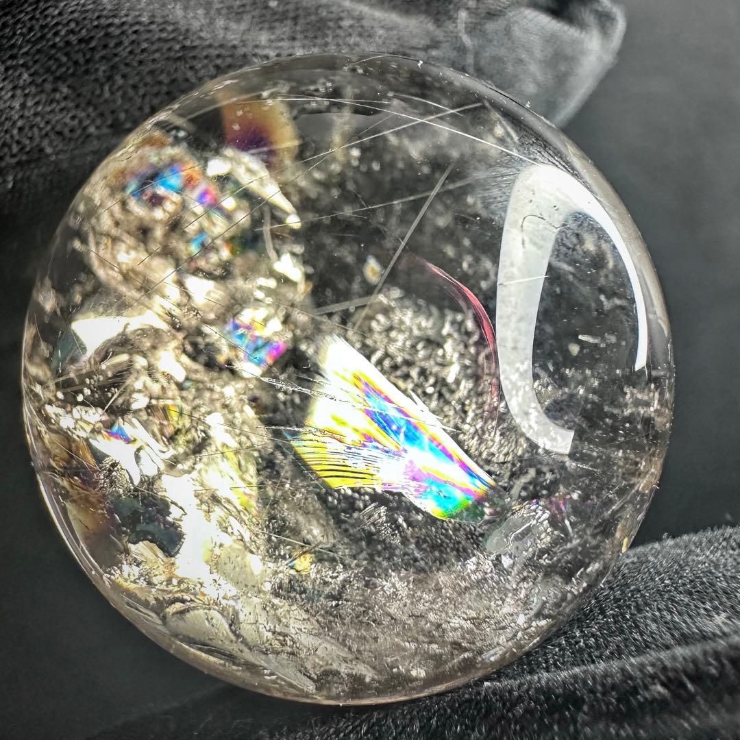 金運最強✴️レインボー☆スモーキーチルクォーツ丸玉パワーストーンスフィアA1252