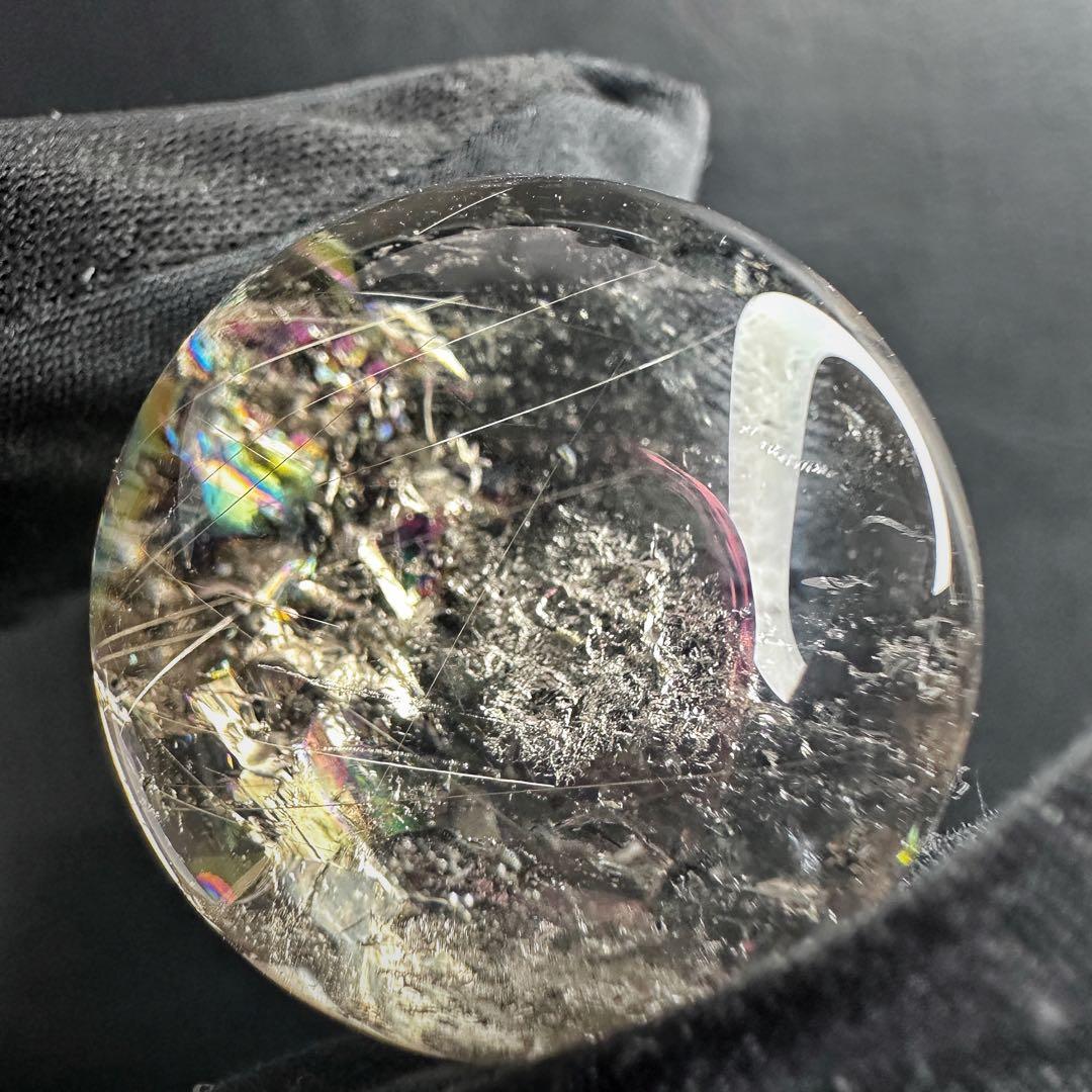 金運最強✴️レインボー☆スモーキーチルクォーツ丸玉パワーストーンスフィアA1252