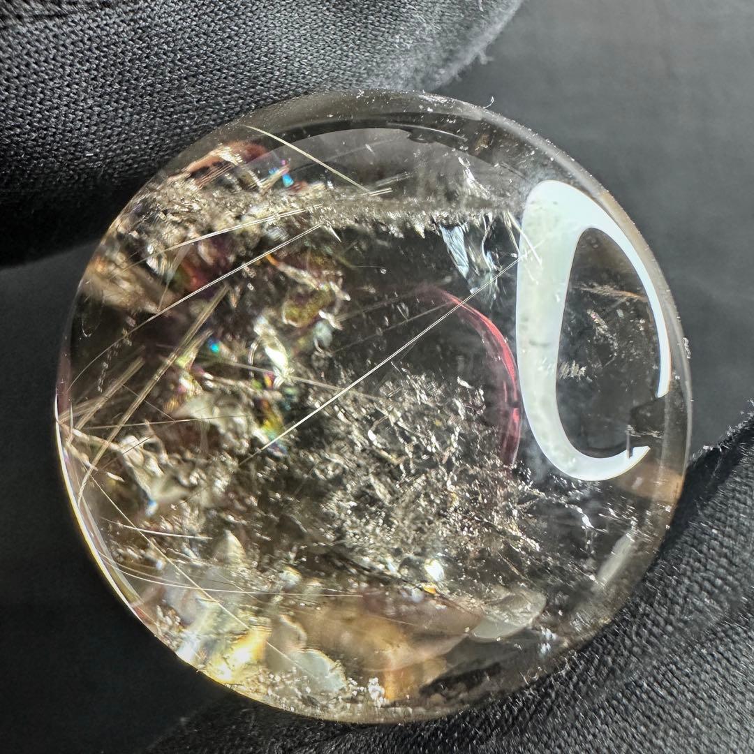 金運最強✴️レインボー☆スモーキーチルクォーツ丸玉パワーストーンスフィアA1252