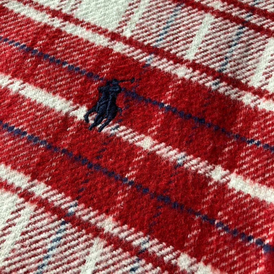 ラルフ・ローレン チェック柄ブランケット 赤