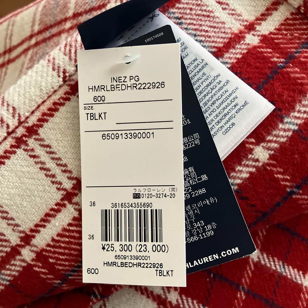 ラルフ・ローレン チェック柄ブランケット 赤