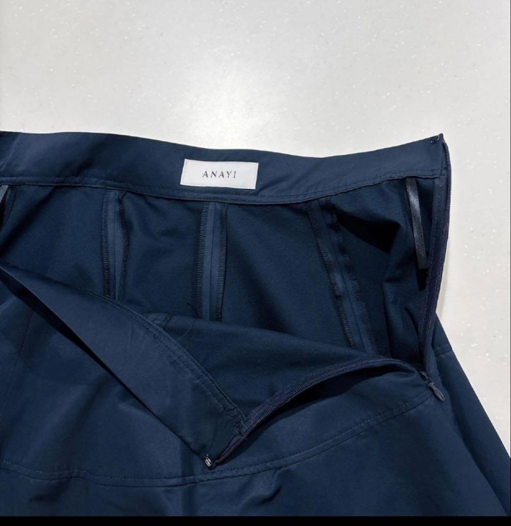 アナイ フレアスカート ネイビー タフタ 38 M