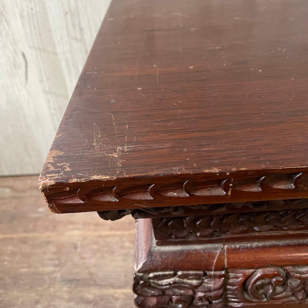 ②木製彫刻座卓 木彫サイドテーブル アジアン家具 アンティーク家具 ヴィンテージ