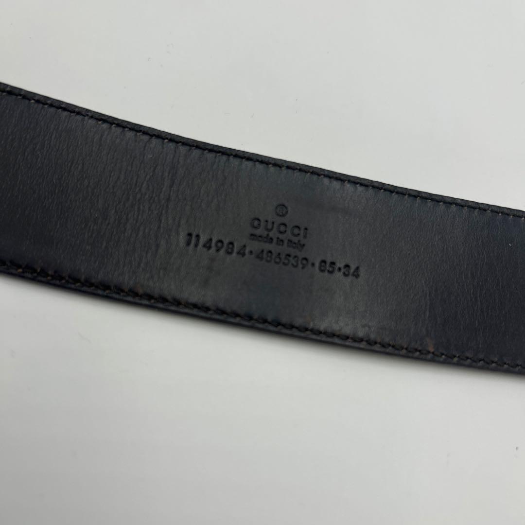 GUCCI インターロッキグ　GG シェリーライン　ベルト　レザー　ロゴ　茶色