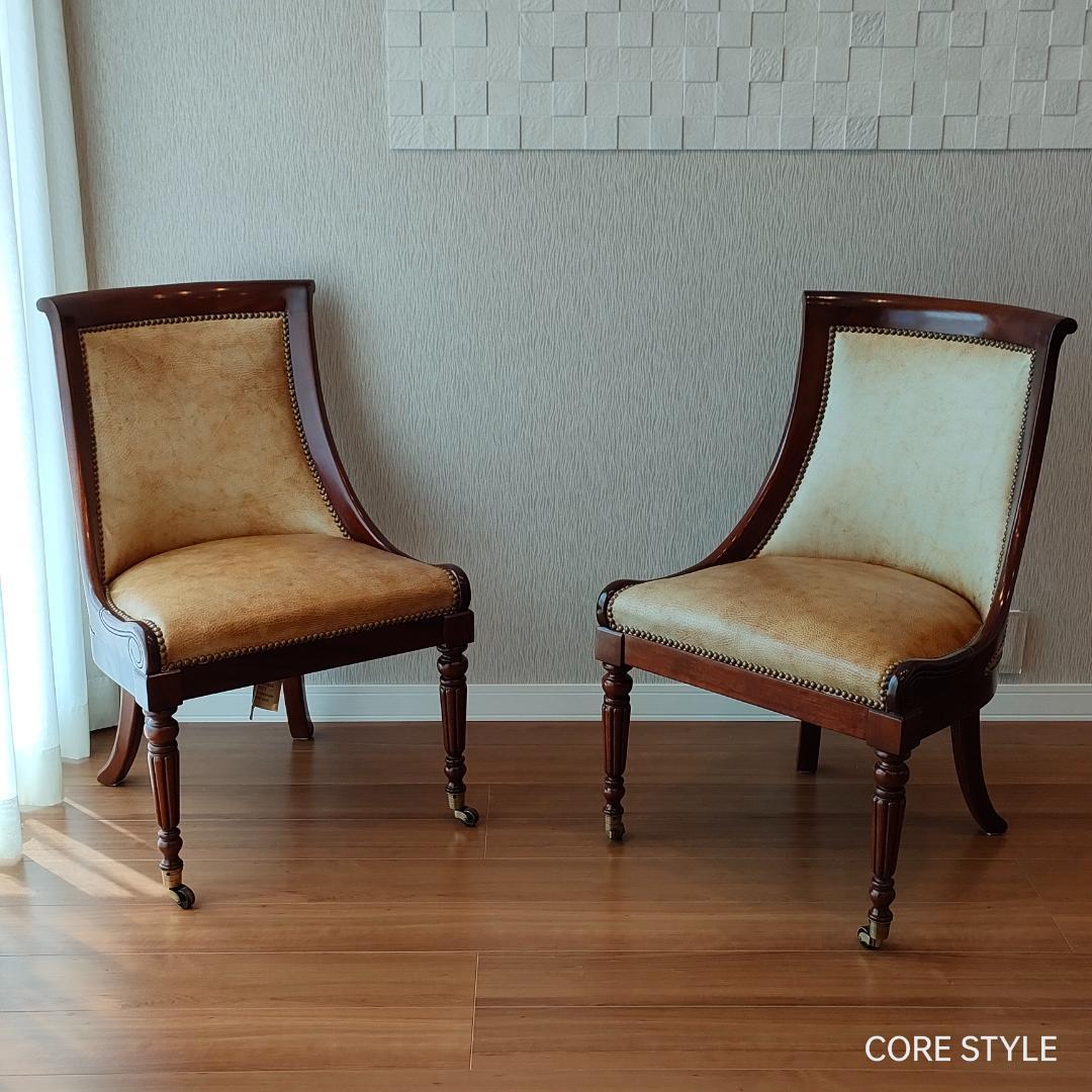 希少　ヒッコリーチェア　キャスター付き　クラシック家具　太鼓鋲②