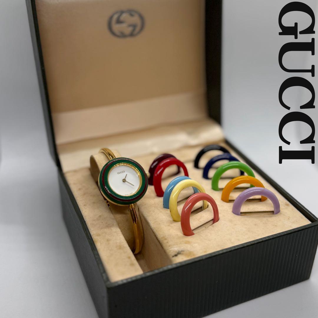 人気♡GUCCI グッチ チェンジベゼル バングルウォッチ レディース 腕時計