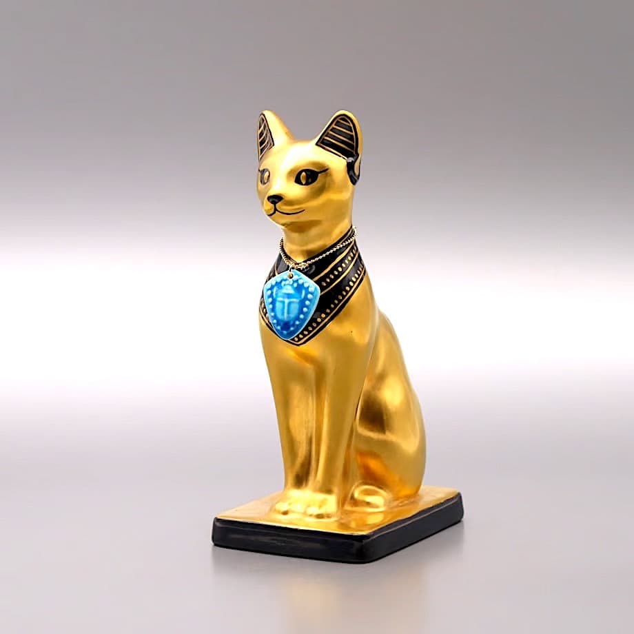 【再値下げ】オーナメント　バステト　ペンダント付　古代エジプトの神　金　陶器