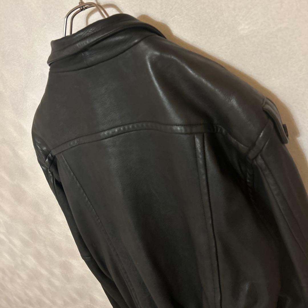 超柔らか　レザージャケット　革ジャン　鹿革　A-2　ライダース　本革　古着　上質