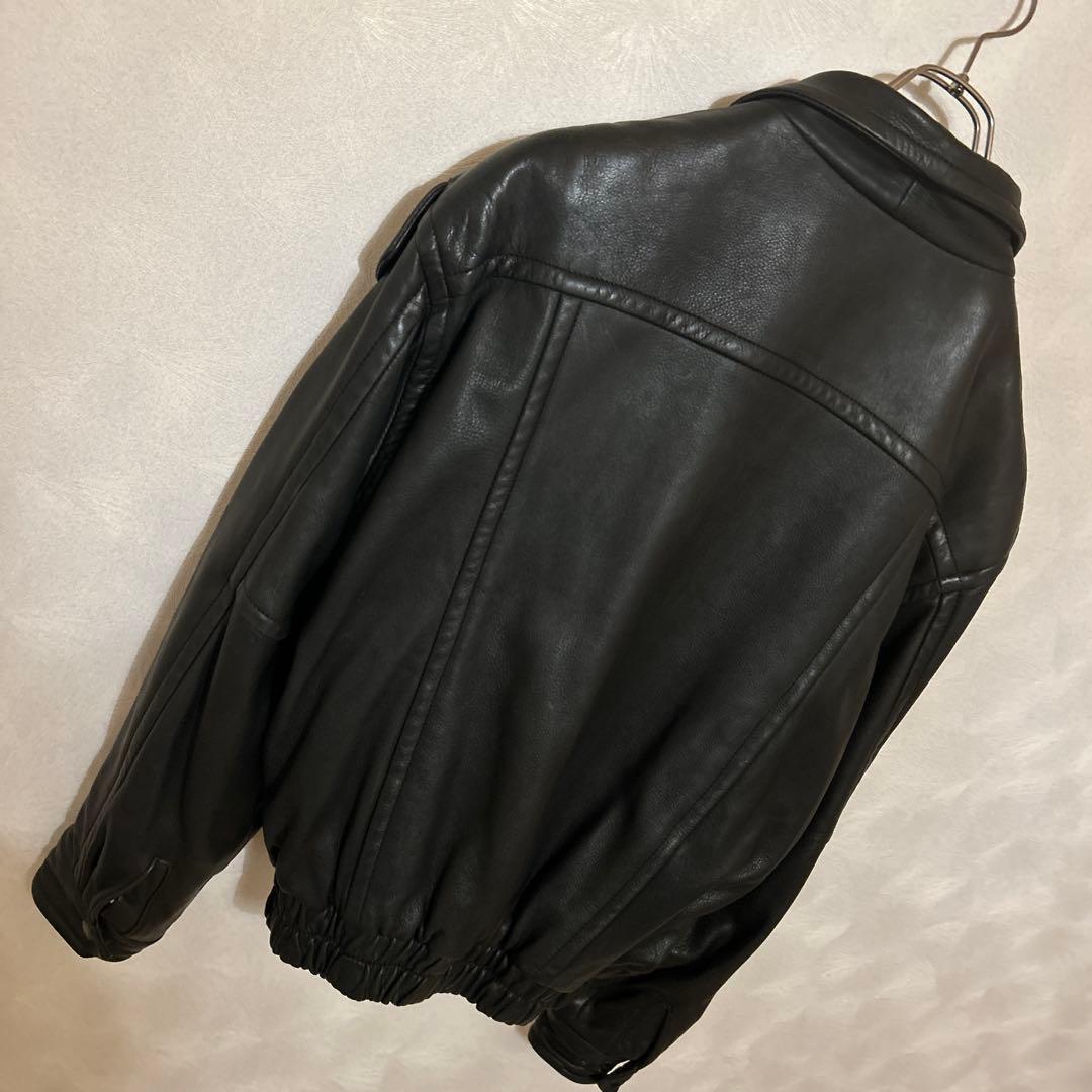 超柔らか　レザージャケット　革ジャン　鹿革　A-2　ライダース　本革　古着　上質