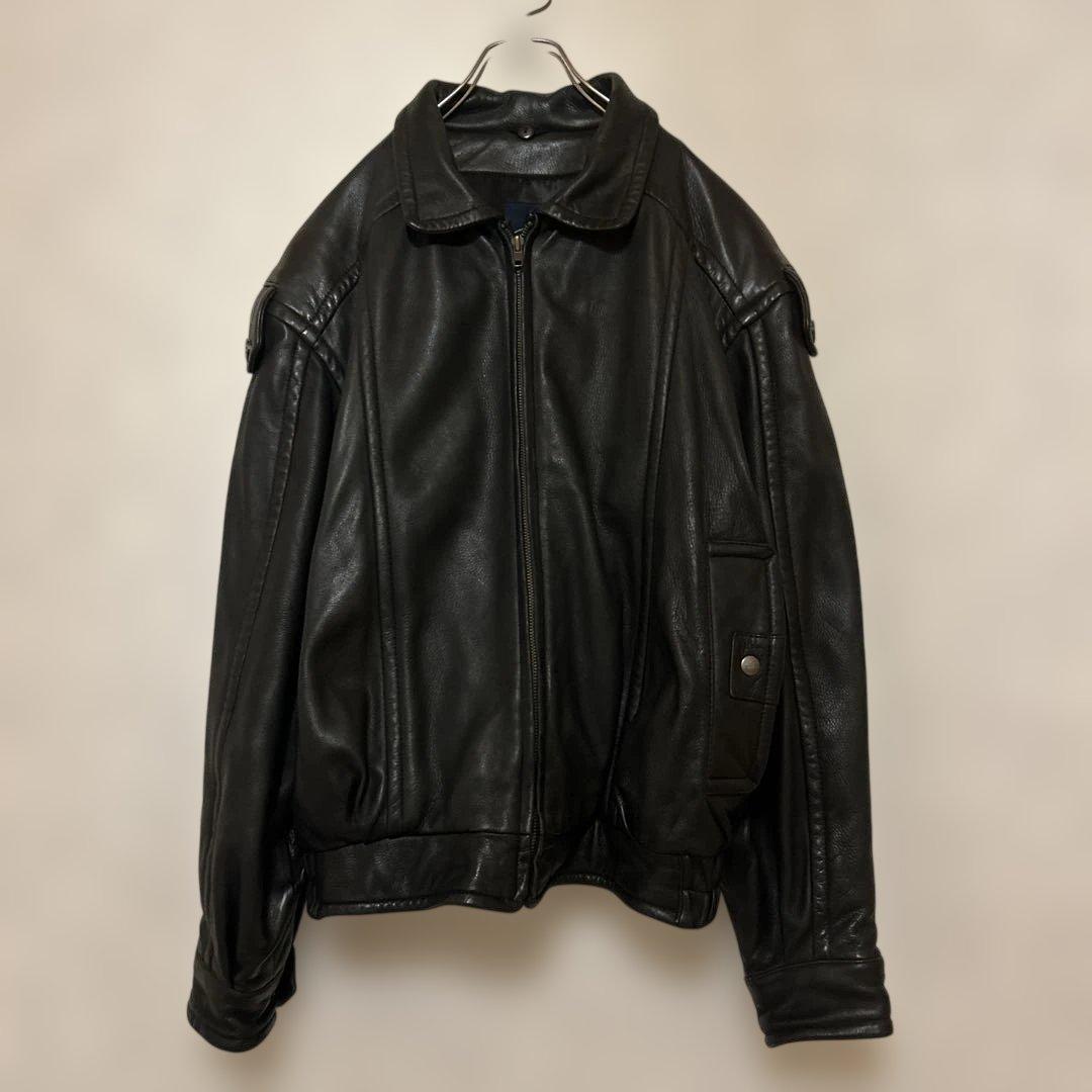 超柔らか　レザージャケット　革ジャン　鹿革　A-2　ライダース　本革　古着　上質
