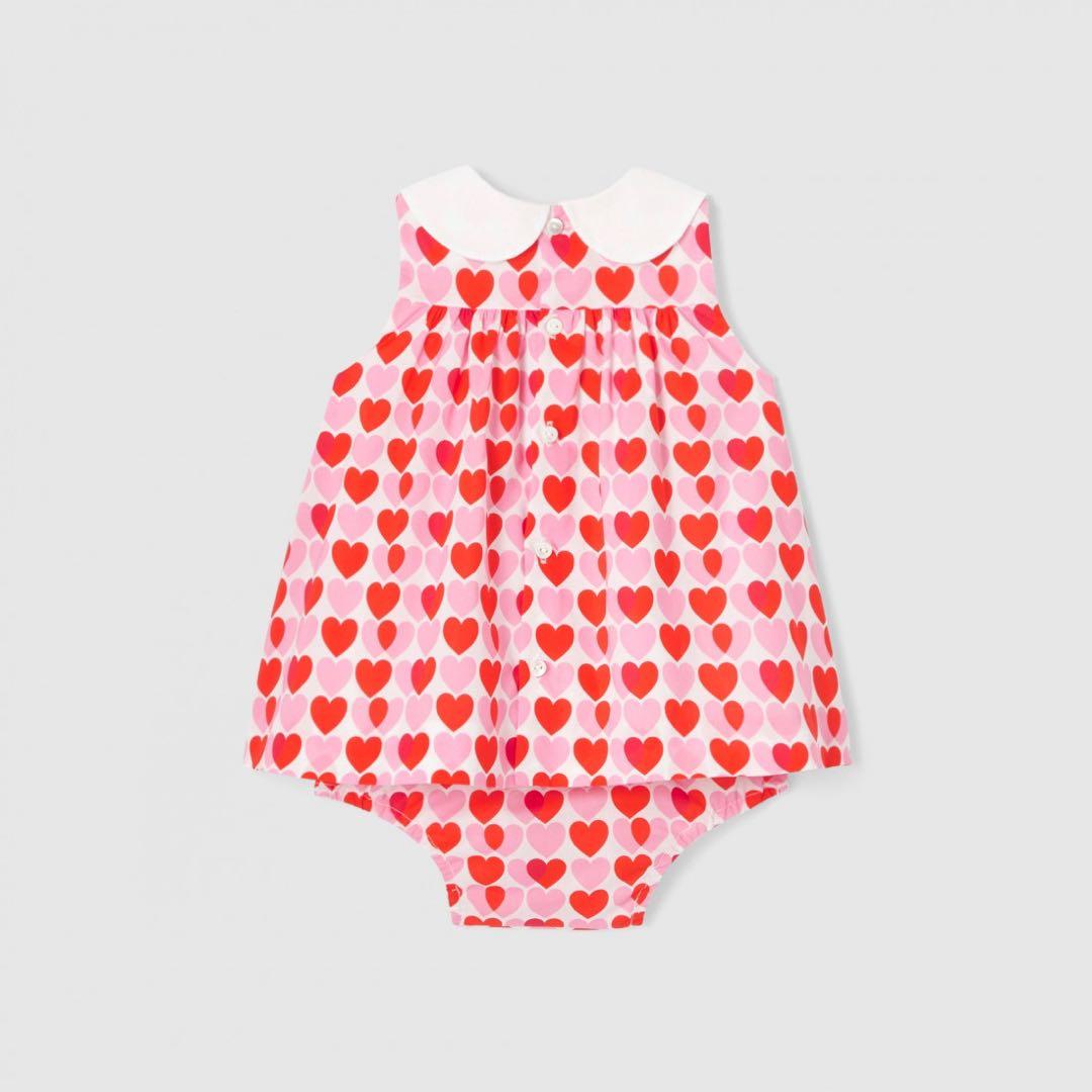 【新品】jacadi 衿付きワンピース　ハート柄　セットアップ　6M