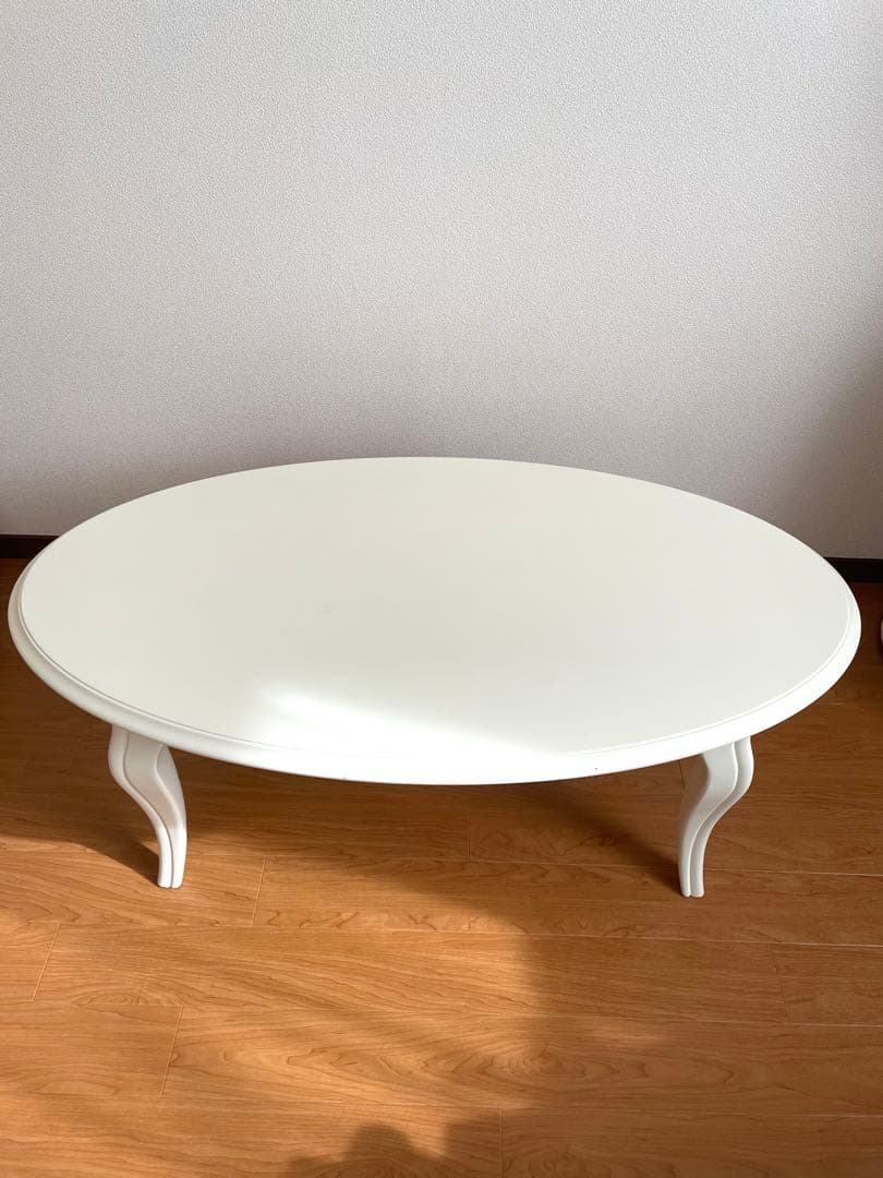 猫足ローテーブル フレンチ ロココ調 エレガント オーバル ホワイト