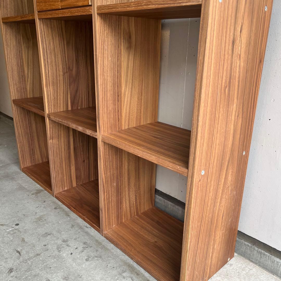 美品★無印スタッキングシェルフセット・５段×３列・ウォールナット チェスト付