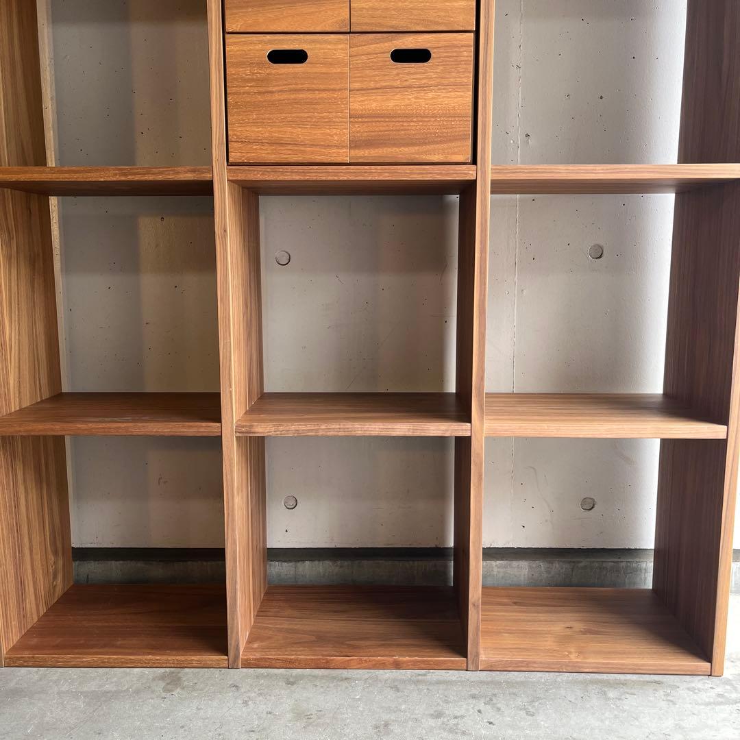 美品★無印スタッキングシェルフセット・５段×３列・ウォールナット チェスト付