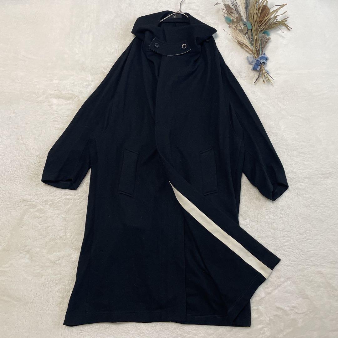 Y’s ヨウジヤマモト 変形デザイン ロングコート ストール風襟 ブラックウール