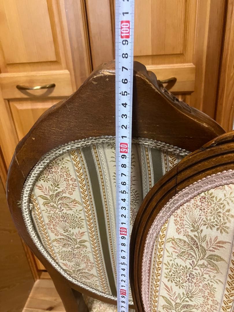 【ペア】フレンチアンティーク調チェア　ルイ16世様式　猫脚　クラシック花柄張り