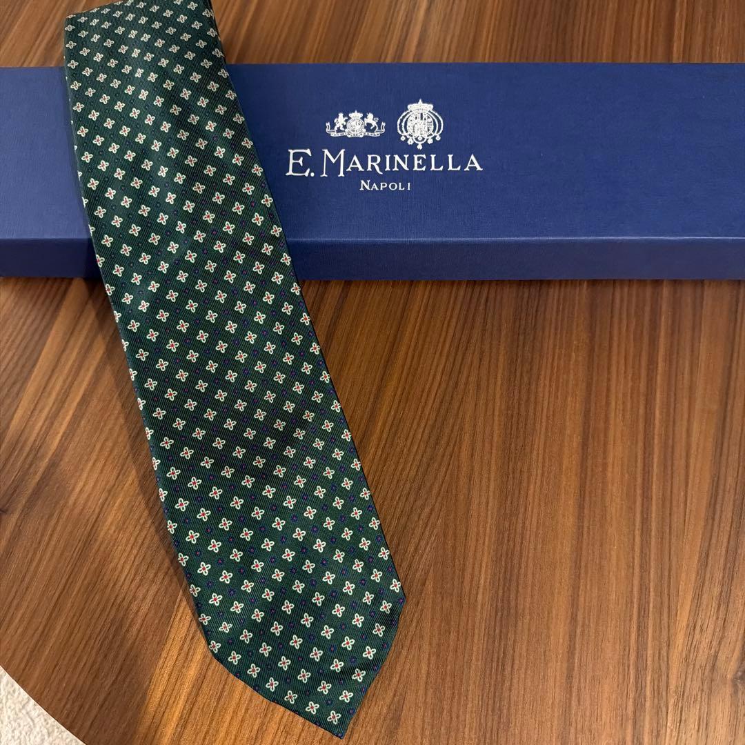 【とも様】E. Marinella ダークグリーン 花柄 ネクタイ