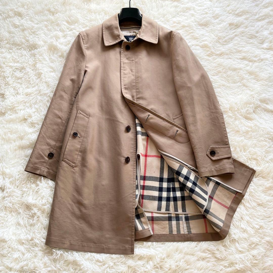 バーバリー　ステンカラーコート　ベージュ　ライナー付き　ノバチェック　ブラウン