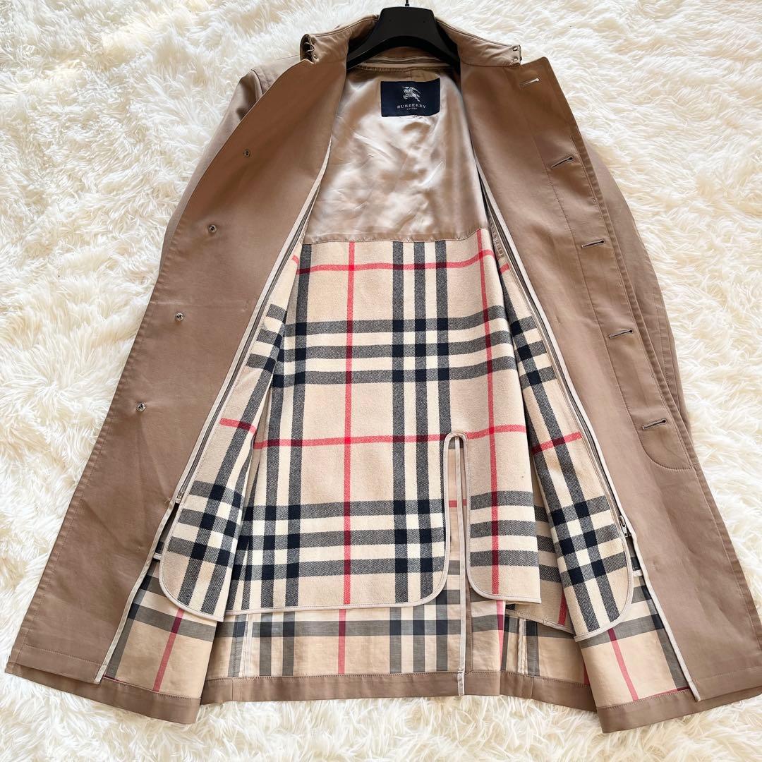 バーバリー　ステンカラーコート　ベージュ　ライナー付き　ノバチェック　ブラウン