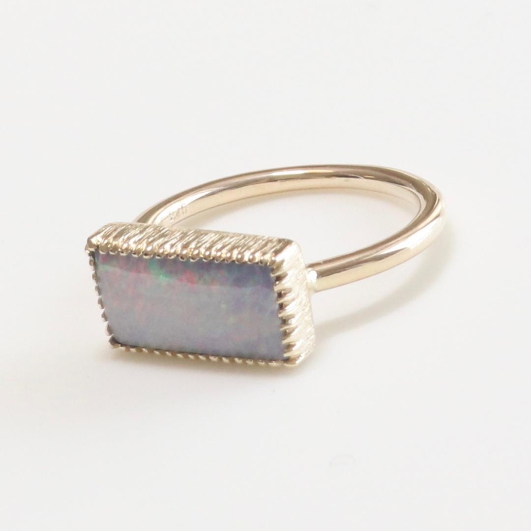 K10ボルダーオパールリング 四角