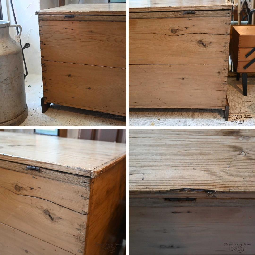 IFU-410 英国アンティーク パインチェスト 収納 リネンボックス テーブル