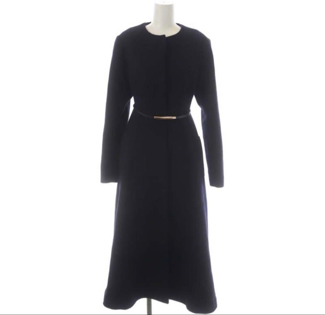 セルフォード　ノーカラー　ベルト付きドレスコート